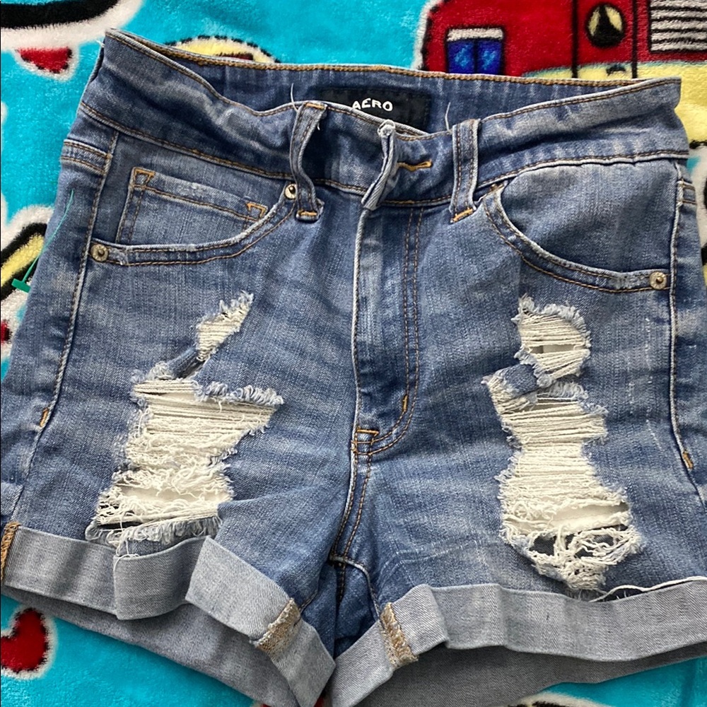 Aeropostale Ripped Blue Jean Shorts